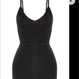 black strappy textured glitter bodycon dress